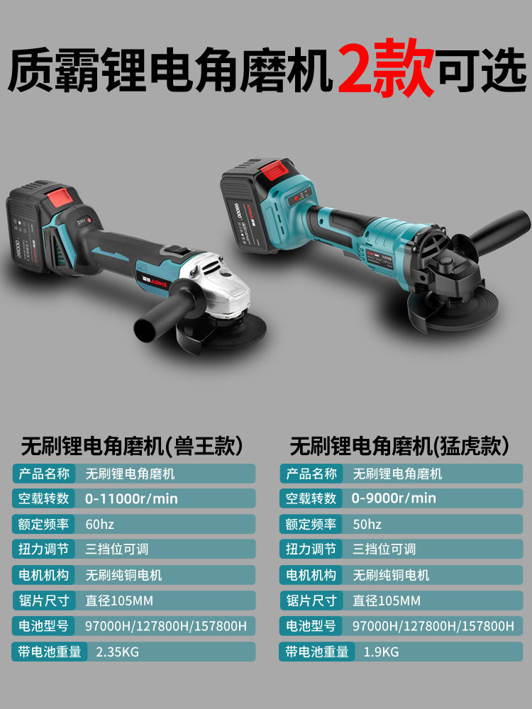 大功率锂电角磨机充电式无刷打磨机多功能工具抛光机磨光切割神器-图3