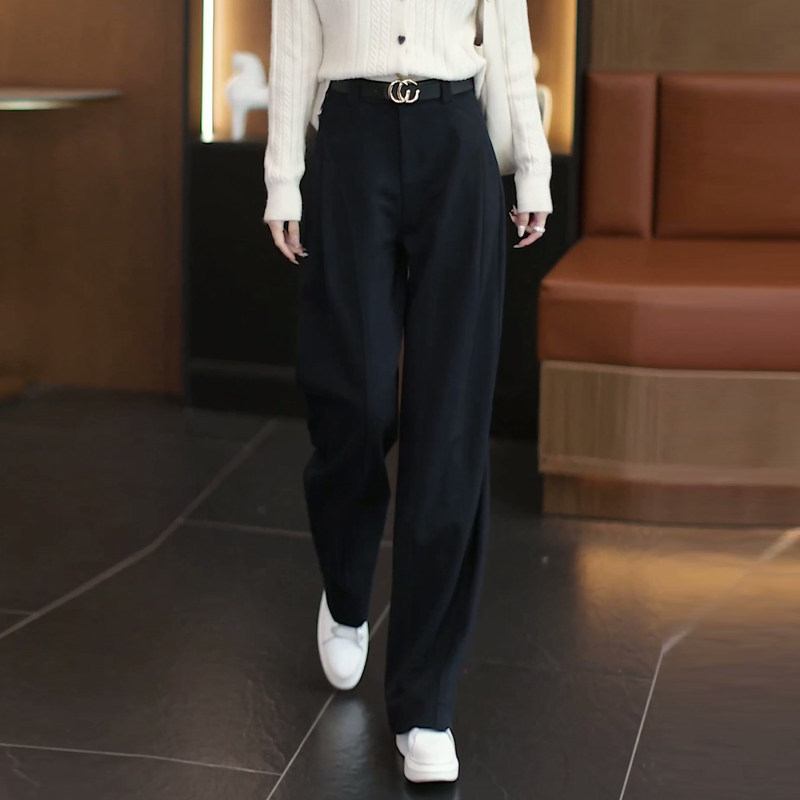 棕色毛呢糯米弯刀裤女秋冬加厚2025新款宽松慵懒风直筒阔腿裤子冬,淘宝优惠券,粉丝福利购,淘宝优惠卷