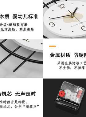 现代挂钟家用客厅高级感中式福鹿装饰钟表创意餐厅旁静音挂墙时钟