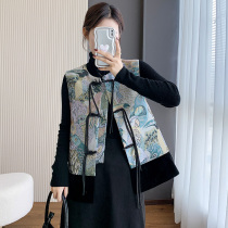 Autumn New Chinese Womens Dress Country Wind Jacquard Waistcoat This Year Pop Plus Cotton Thickened Disc Button Jacket Design Sensation Vest