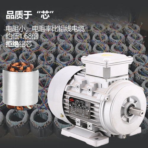 普斯YS铝壳三相380V电动机370/750/1.5/2.2kw铜芯国标马达卧式B3 - 图2