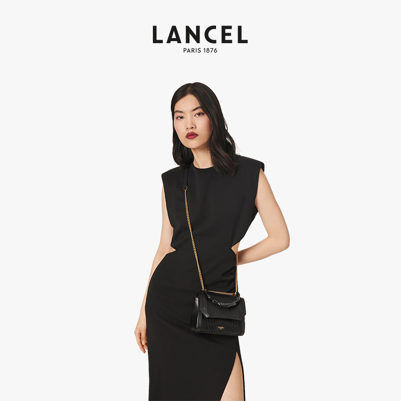 LANCEL/兰姿 Ninon小号单肩斜挎包翻盖包 竹节手柄 - 图0