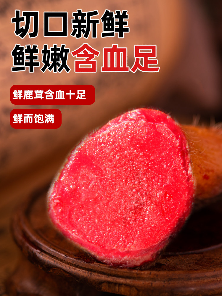 参老伯梅花鲜鹿茸茸头整枝片血片 参老伯鹿茸枝