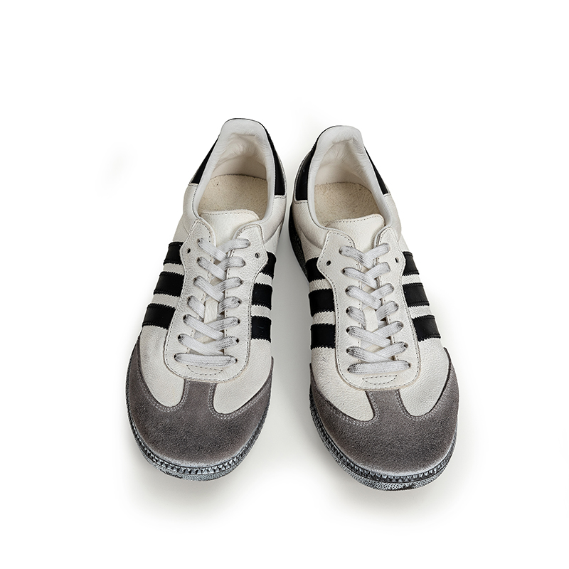 周莹T头鞋全牛皮手工做旧泥染复古脏脏休闲鞋拼接经典德训鞋男鞋 - 图3