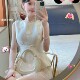 Korean-style gold-tone sleeveless top, high-waisted puffy skirt