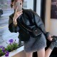 Korean style age-reducing leather jacket high-waisted slimming skirt