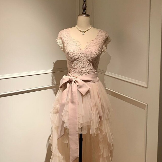 French style waist-cinching dress + pink jacket
