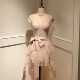 French style waist-cinching dress + pink jacket