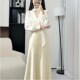 Long-sleeved shirt top high waist slimming skirt suit