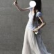 French gentle style puff sleeve top and high waist skirt