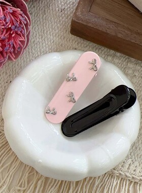 甜美新款合金小香蝴蝶结黑色粉色发夹碎发刘海夹甜酷侧边夹鸭嘴女