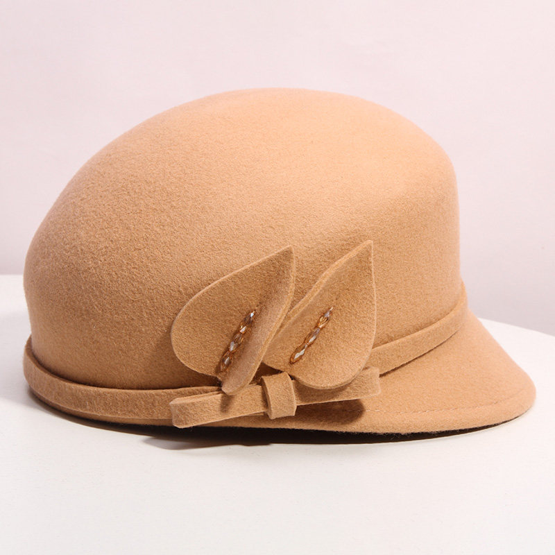 韩版秋冬羊毛呢骑士帽百搭小礼帽 古仙蔓帽子