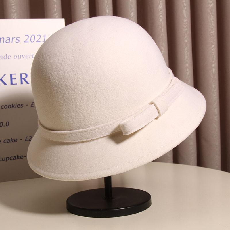 秋冬赫本风羊毛呢法式复古渔夫帽 古仙蔓帽子