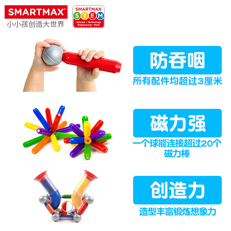 SMARTMAX 小球滚滚 儿童磁力棒益智玩具 管道主题 3岁+ 30PCS - 图1