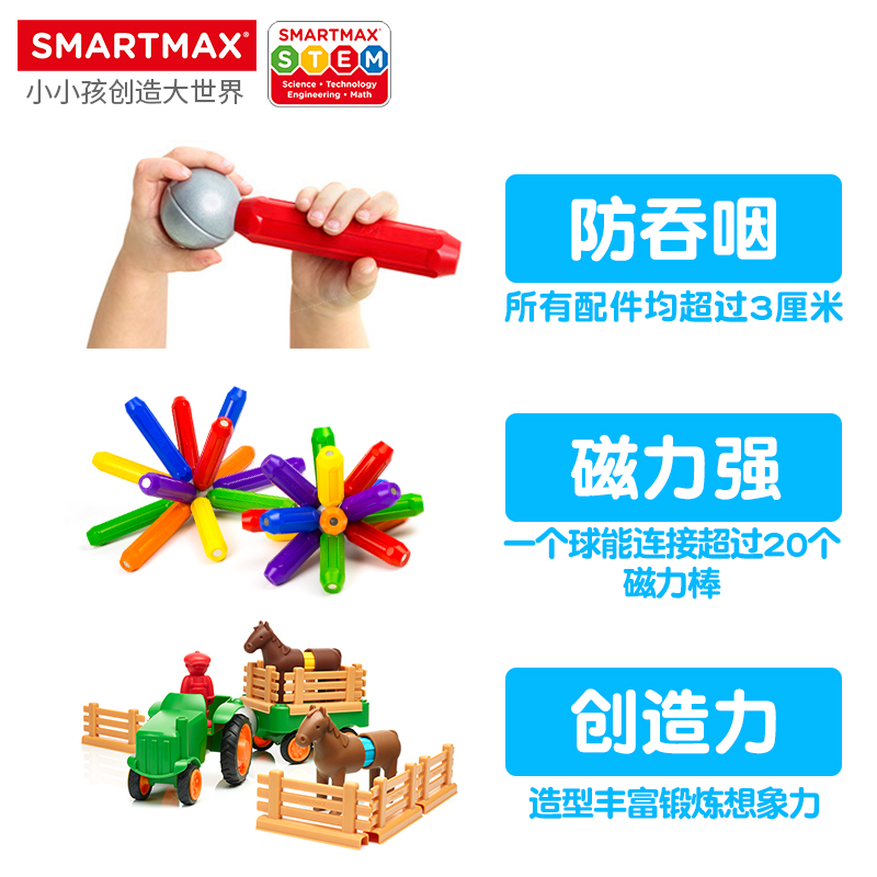 SMARTMAX 小小拖拉机 磁力车益智玩具  1.5岁+ 22PCS - 图1