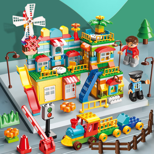 费乐大颗粒儿童拼装积木摩天轮滑道城堡大号拼插塑料益智力玩具 - 图2