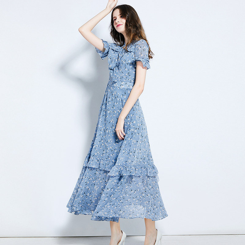 新款雪纺碎花2020夏季超仙显瘦长裙 法徕连衣裙