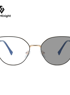 感光变色时尚防蓝光猫眼眼镜时髦金属光学眼镜框架女性眼镜框架