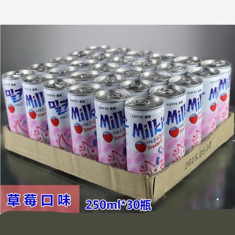 韩国进口乐天妙之吻LOTTE芒果味苏打碳酸饮料250ml×30罐汽水饮品