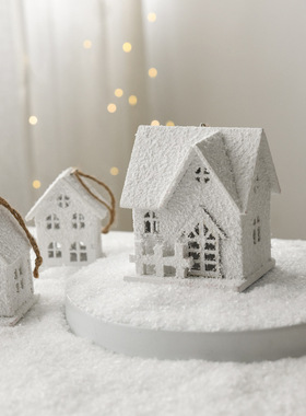 圣诞树雪花木质镂空微景观房子小挂件圣诞节装饰品挂饰