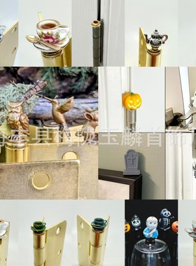 新品合页上的微景观仿真动物小摆件黄铜工艺品摆件家居摆件