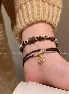 新款 手作 复古民族风手链女 2023年新款轻奢小众古风手饰叠戴闺