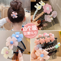 2023 new little girl Broken Hair God Ware Shatter Comb Children Hairpin Head Accessories Rear Brain Spoon Fork Comb Flowers Hairpin