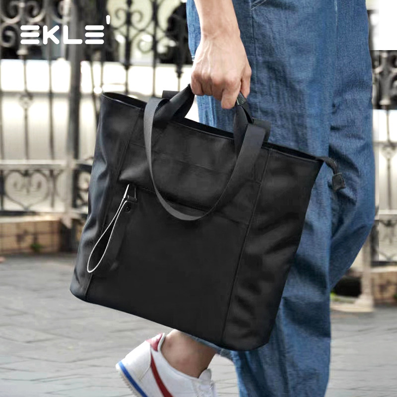 ekle托特包男大容量休闲帆布手拎包 ekle旗舰男士包袋