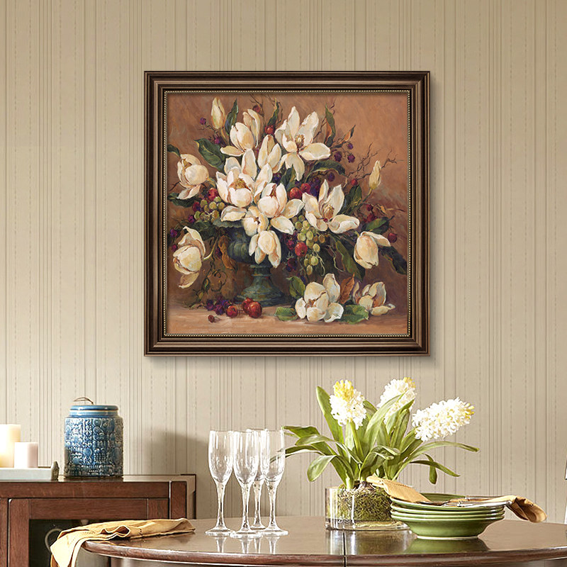美式餐厅装饰画复古油画饭厅背景墙小众艺术组合挂画高档花卉壁画,淘宝优惠券,粉丝福利购,淘宝优惠卷