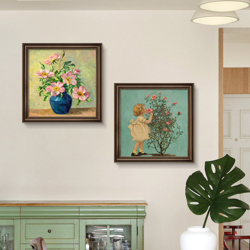 美式餐厅装饰画复古油画饭厅背景墙小众艺术组合挂画高档花卉壁画,淘宝优惠券,粉丝福利购,淘宝优惠卷