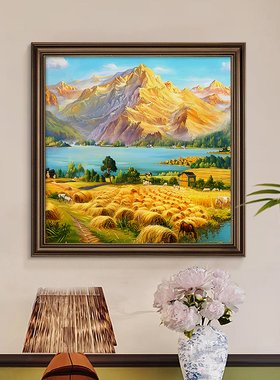 聚宝盆山水画玄关挂画客厅装饰画餐厅风景卧室风景画油画2026新款