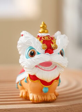 国潮醒狮一对摆件书房桌面摆件