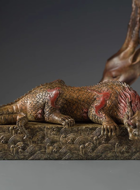 客厅玄关铜麒麟摆件装饰办公室