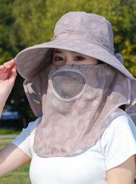夏季女全脸防晒透气轻便遮阳帽