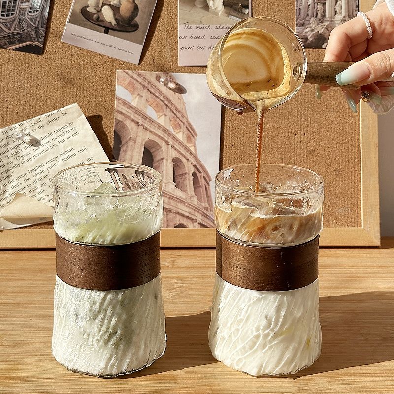 绝美咖啡杯日式耐热玻璃喝水杯竹围家用挂耳拿铁咖啡杯冰美式专用 - 图2