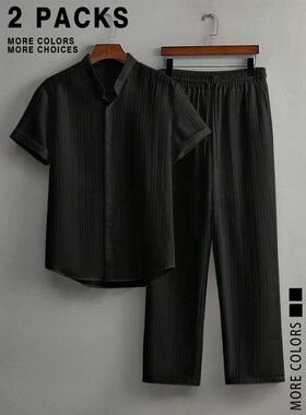 C 15602 Men's Casual Shirt Pants Set 士衬衫长裤套装