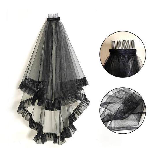 Halloween Headpiece Ghost Bride Black Short Retro Photo