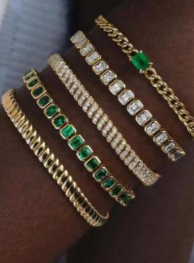 P 54 Geometric CZ Tennis Bracelet for Women Paved Different