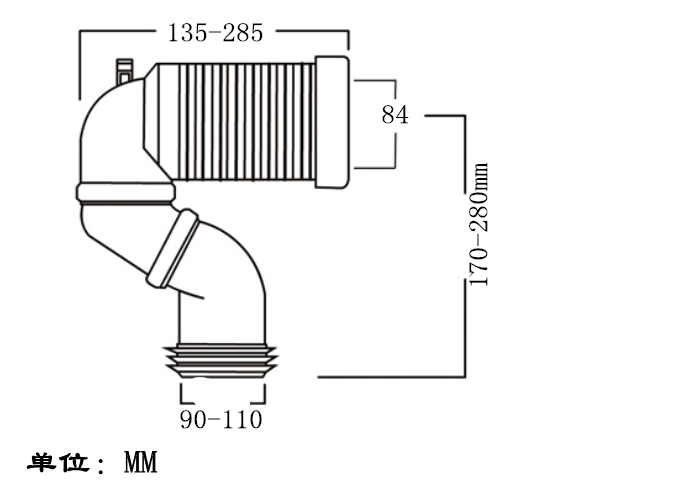 墙排坐便器下水排污管马桶改造地排管道排水管后排转下排加长管
