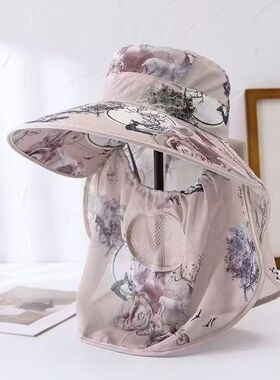防晒帽帘冰丝凉感子夏季