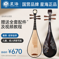 Beijing Starfish Pipa Musical Instrument Hardwood Children Pipa Beginners Practice Test Class Special spot-on Adult Self-study