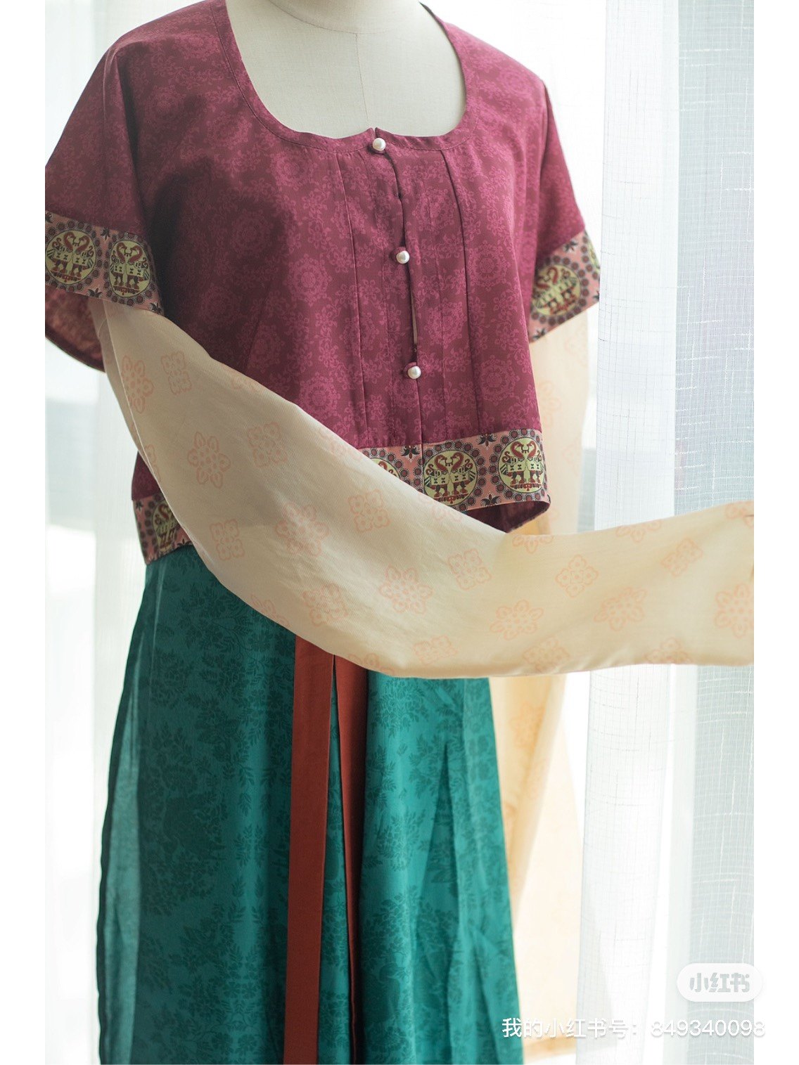 青泠谷原创唐制汉服缘边pp领鸡心领苎麻圆领唐背子唐制上装褙子女,淘宝优惠券,粉丝福利购,淘宝优惠卷