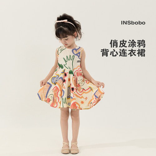 INSbobo女童连衣裙2026夏季新款儿童裙子小女孩公主裙童装潮夏装 - 图0
