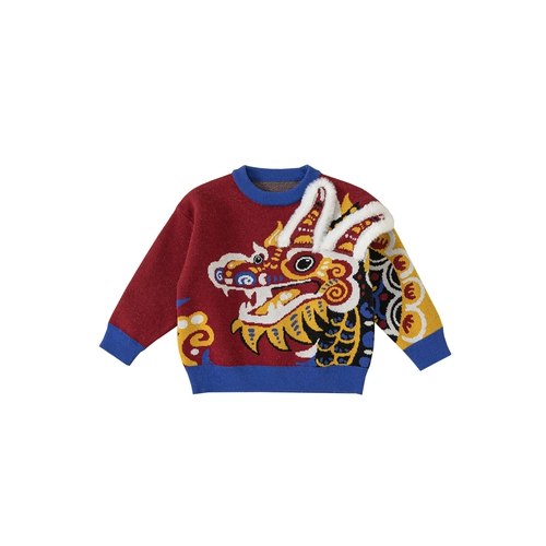 Детское осеннее ханьфу, красный детский свитер для мальчиков, китайский стиль