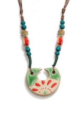 手工陶瓷项链复古陶艺民族风格中