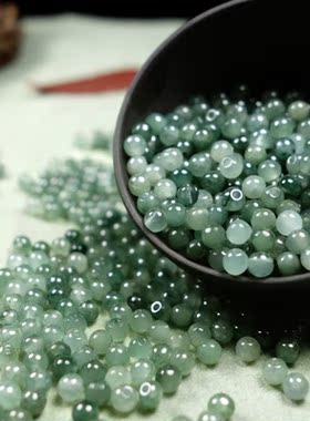 翡翠玉珠子散珠diy手工编织手链挂件绳材料冰种玉石串珠