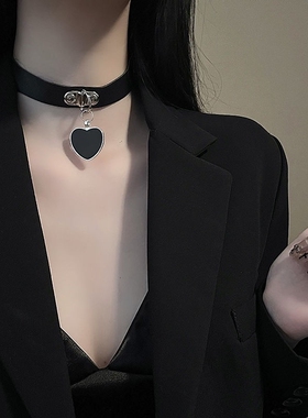 choker铃铛项圈颈带女性感PU皮颈链锁骨链男项链牵引绳