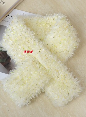 秋冬仿羊羔毛交叉围巾加厚保暖