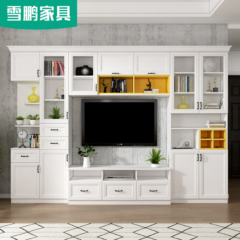 2020新款客厅小户型多功能电视柜组合墙柜背景墙组合柜定制柜子_虎窝淘