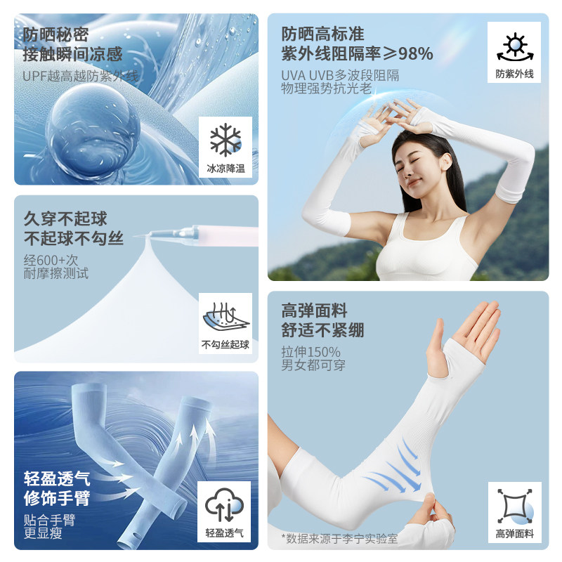 李宁冰袖女士防晒袖套男防紫外线2025新款夏季骑行薄冰丝护臂手袖